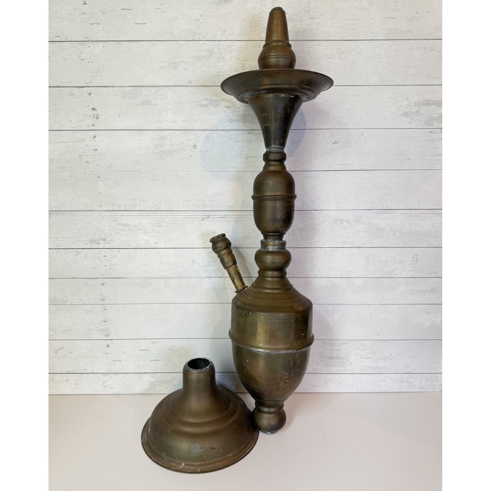 Vintage Brass Hookah Pipe 22" Middle Eastern Decor AS IS Parts Repair